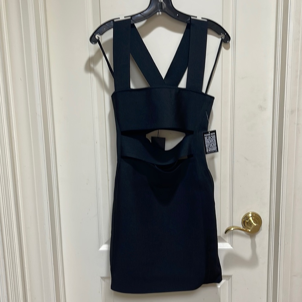 Herve Leger Cutout Bandage Mini Dress XL Black